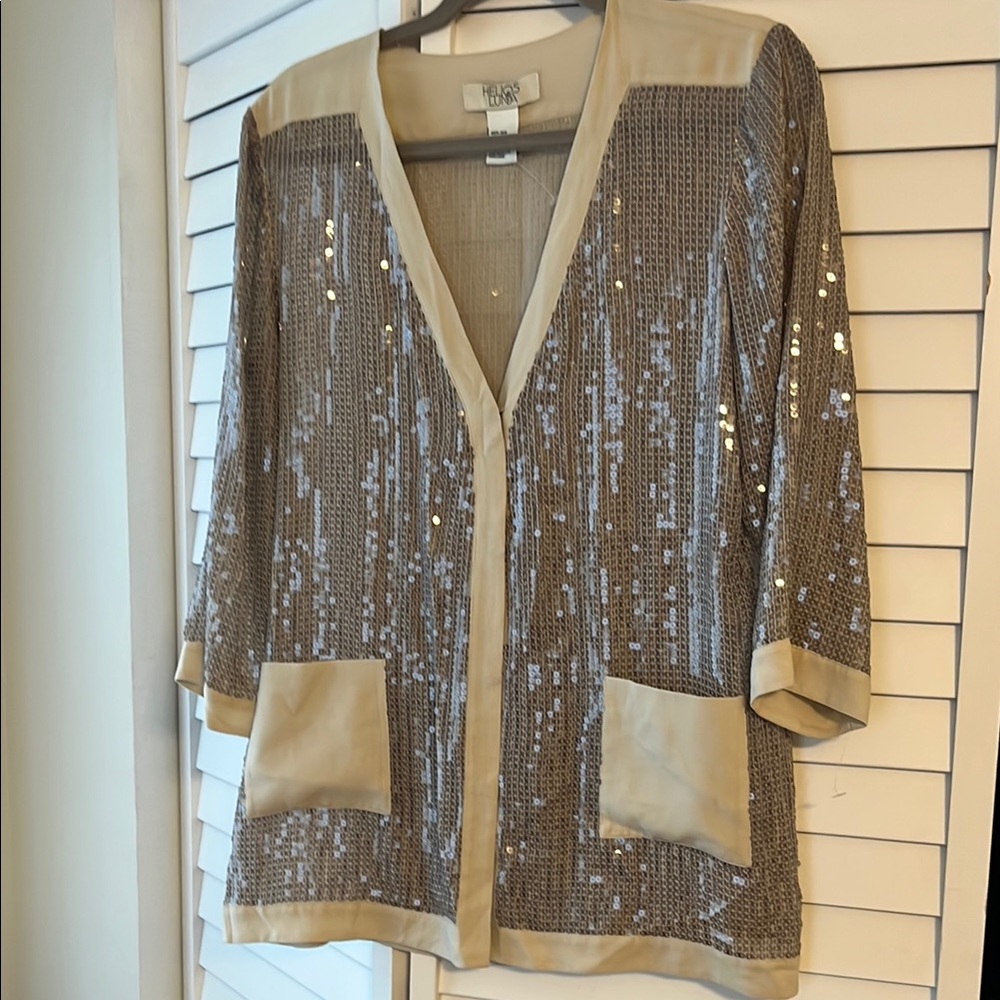 Lush Cream and Silver Blouse Elegant Top